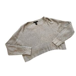 Forever 21 Light Gray Long Sleeve Thermal Waffle Knit Crop Top Shirt Size Small